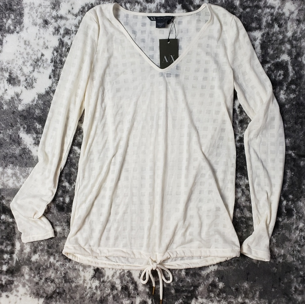 Armani Exchange Snow Sheer Drawstring Long Sleeve